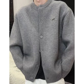 Simple Elegant Cardigan Personalized Solid Color Round Neck Sweater Jacket Autumn Winter Loose Knitted Cardigan Cityboy Knitwear voguable