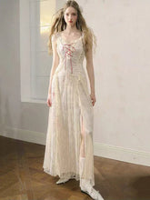 Elegant Lace Patchwork Camis Dress Women Summer Sexy Backless Hollow Out Midi Dress Y2K Fashion Lace Up Streetwear Vestidos voguable