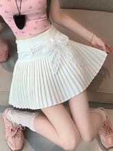 Lace Belt Pleated Skirt Women Sweet High Waist Sexy Mini Skirts Korean Fashion Casual Preppy Style Cute A Line Dance Skirt voguable