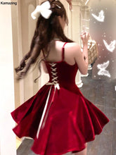 French Elegant Red Party Velvet Mini Dress Women Fashion Patchwork Princess Vestidos Female Spring Autumn Graduation Clothes voguable