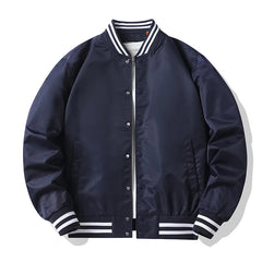 Men's spring and fall varsity jacket Solid color Korean fashion loose baseball uniform couple windproof waterproof bomber jacket voguable