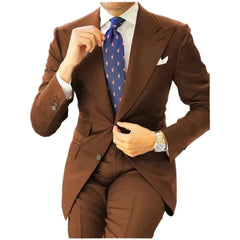 Voguable Classic Men Suits 2 Pieces Slim Fit Peaked Lapel Business Tuxedos for Formal Wedding Groom Dress Double Breasted Blazers voguable