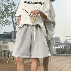 Summer Trend Korean Version Solid Color Shorts Men's Fashion Student Sports Loose Outside Wearing Lazy Casual Five-point Pants voguable