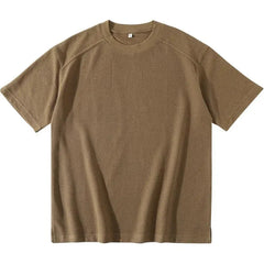 Voguable American Retro Raglan Short-sleeved T-shirt for Men Loose Casual Solid Color Versatile Bottoming Shirt Comfortable Pullover Top voguable