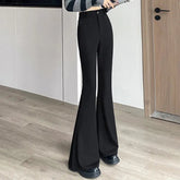Voguable Small Flare-bottom Pants for Women's Spring New Black High-waisted Slim and Stretchy Casual Suit Pants voguable