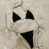 Sexy Bikini Women Swimsuit Female Swimwear Bandeau Biquini Thong Bathing Suit Shiny Swimming Suits Halter Bodysuit Beachwear voguable