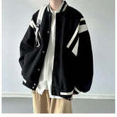 Preppy Coat American Retro Contrasting Baseball Uniform Jacket Men's Autumn Winter Style Trendy Niche High-end O-neck Jacket voguable