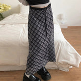 Voguable Y2K Mid Length Skirt Retro Plaid High Waisted Women Slimming Waist Cinching Chiffon Skirt voguable