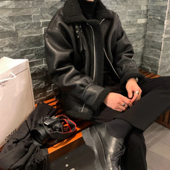 Voguable Winter Jacket Men Warm Fashion Thickened Leather Jacket Men Streetwear Korean Loose Short Coat Mens Thick Lamb Wool Jackets voguable