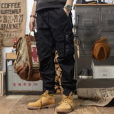 Voguable Spring Men's Cargo Pants New Multi-Pocket Tactical Casual Pants Straight Leg Fashion Tactical Trousers Elastic Waist Cargo Pants voguable
