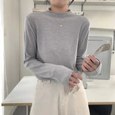 Voguable Half Turtleneck Knitted Base Shirt Women's Fashionable Curly Sweater Underwear Slim Fit Simple Top Versatile Korean voguable