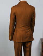 Voguable 2 Piece Black Striped Men's Suit Set Golden double breasted Lapel Jacket Elastic Pants Wedding Part Prom Dinner Wrok Travel voguable