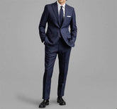 Voguable Cotton Blue Striped Classic Men's Business suit 2pc Set Suit Jacket Suit Pants Groom's Wedding Suit Gentleman's Banquet Suit voguable