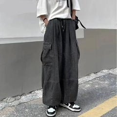 Spring Autumn Trousers y2k baggy jeans for men Wide leg Pants Pockets Elastic Waist Streetwear Loose comfortable Pants voguable