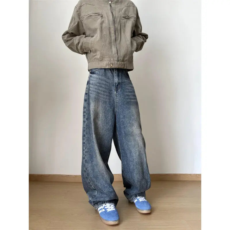 Streetwear Loose Jeans Men New Korean Style Fashion Loose Straight Wide Leg Pants Men's Brand Clothing baggy jeans hot