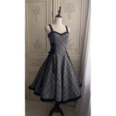 Voguable Retro High-End Feeling Women's Dress Summer New Color Block Belted Waist Halter Full Skirt Long Dress Polyester Fiber voguable