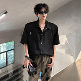 Patchwork shirt men Zip Trim Stage Performance Shirt Trendy Casual Fashion Slim Fit Party Club Wear Stagewear Costume Apparel voguable