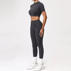 Voguable 2PCS Yoga Suit Sports Set Women Quick-Drying Gym Set Women Tracksuit Running Workout Long Sleeve Sports Shirt Yoga Clothing voguable