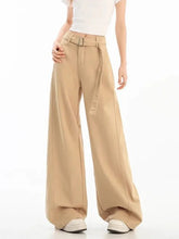 Belt Retro Khaki Jeans Women Y2K High Waist Loose Streetwear Denim Pants Casual American Vintage Autumn Wide Leg Trousers voguable