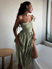 Sexy Backless Beach Dress For Women V Neck Splice Folds Long Dresses Womens Party Elegant Bandage Maxi Sundress Female voguable