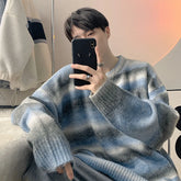 Autumn Clothing Men's Knitted Light Luxury Pullovers Sweater Korean Vintage O Neck Striped Long Sleeve Knitwear 2024 New voguable