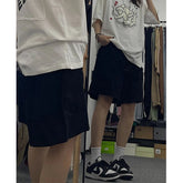 MEXZT Streetwear Pure Cotton Shorts Women Harajuku Oversized Cargo Shorts Summer Korean Black White Wide Leg Sports Short Pants voguable