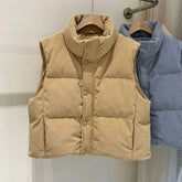 Voguable Women Corduroy Vest Autumn Winter Sweet Japanese Sleeveless Loose Fashion Tanks Button Stand Collar Casual All Match New Coats voguable