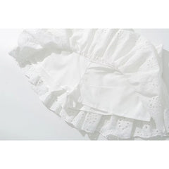 Cool Girl Hollow Out Embroidery White Mini Skirt For Women Sexy Low Waist Summer Skirts With Shorts Lining