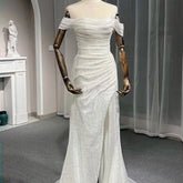 Long Dresses for Women Party Wedding Evening White Shiny Luxurious Turkish Evening Gowns Side Slit Robe Sweetheart Formal voguable