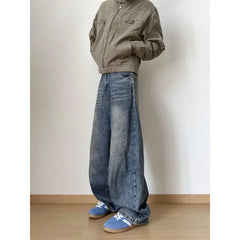 Streetwear Loose Jeans Men New Korean Style Fashion Loose Straight Wide Leg Pants Men's Brand Clothing baggy jeans hot
