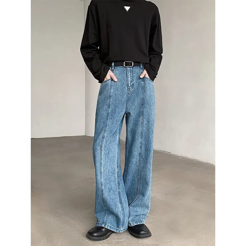 Baggy Blue Jeans Men Oversized Retro Straight Jeans Men Streetwear Korean Loose Wide Leg Jeans Mens Denim Trousers M-2XL voguable