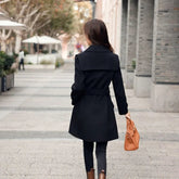 Voguable Double-Sided Woolen Jacket Women Overcoat Loose Belt Double-Breasted Casual Wool Coat New Autumn Winter Woolen Windbreaker voguable