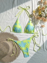 Voguable Sexy Laced Up Gradient Bikini Women Split Swimsuit Beach Vacation Bikini New All Season Backless Bikinis 2 Piece Set voguable