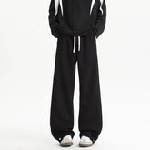 Men Casual Pants Spring Summer Straight Wide Leg Elastic Waist Patchwork Solid Color Plus Size Relaxed Fit Comfort Stretch Breat voguable