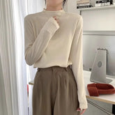 Voguable Half Turtleneck Knitted Base Shirt Women's Fashionable Curly Sweater Underwear Slim Fit Simple Top Versatile Korean voguable