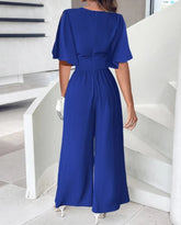 Voguable Summer New Casual Daily Style Commuter Bell Sleeves Wide Leg jumpsuit voguable