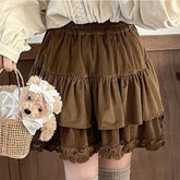 Voguable 90s Winter Ruffle Brown Kawaii Lolita Pleated Skirt Women Fairy Y2k Mini Skirt Female Korean Fashion Cute Mini Cake Casual Skirt voguable