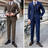 Voguable New Retro Herringbone Slim Fit Men's Suit Gentlemen's 3-piece Suit Single Breasted Handsome Autumn Winter Business Casual Formal voguable
