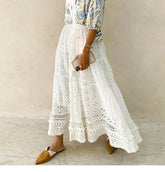 Voguable Hollow Out Chic Sexy Summer Skirt Dance Wear Costume High Waist Party Long Skirts Women Clothing voguable