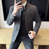 Voguable Korean Style Men's Suit Set Slim Fit Business Suit Wool Blazer Two-piece set Elegant Social Formal Men's Clothing 5XL-M voguable