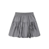 Women Y2k Bubble Mini Skirt Elastic Waist Ruffle Flare Puffy Skirt High Rise Cute Pleated Lace-up Bow Tie Lantern Short Skirt voguable