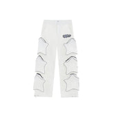 Voguable Y2k Cargo Pants Men Five Pointed Star Three Dimensional Multi Pocket Black Pants Reflective Casual Straight Leg Pants Streetwear voguable