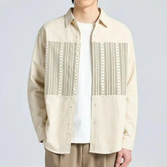 Voguable Spring New Korean Trendy Simple Drape Striped Long Sleeved Coat Shirts Men Lapel Buttons Patchwork Vintage Casual Versatile Tops voguable