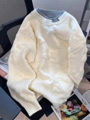 Vintage Stars Sweaters Women Lazy Wind Preppy Style Knitted Pullover Japan Retro Loose Long Sleeve Patchwork Harajuku Tops New voguable