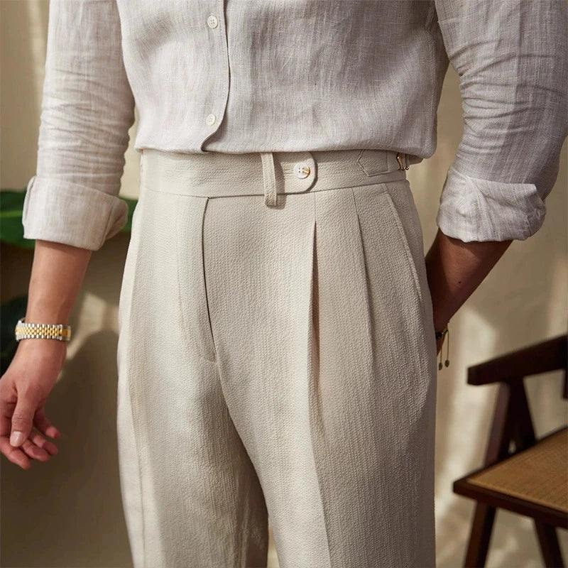 Light Luxury Men's Naples Draped Suit Pants Casual Solid Color Straight Premium Quality Dress Pants Wedding Banquet Business voguable