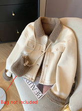 Suede Velvet Lamb Jacket Women Autumn Winter Thick Warm Turndown Collar Coat Y2K Loose Streetwear All Match Long Sleeve Outwear voguable