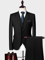 Voguable ( Jacket +Vest+ Pants ) Luxury Men's High-end Brand Solid Color Business Office Suit 3Pcs & 2Pcs Groom Wedding Party Suit Tuxedo voguable