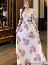 Elegant Print V-Neck Long Party Dress For Women French Autumn New Fashion Folds Long Sleeves Slim Dresses Female Casual Vestidos voguable