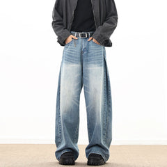 American Style Vintage Casual Wide-leg Mopping Jeans Men Loose Denim Trousers Neutral Jeans Streetwear Men Women Jeans Pants