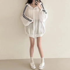 Women Thin Linen Jacket Fashion Ladies Outerwear White Sunscreen Clothing Retro Loose Long Sleeve Female Knitted Cardigan 2025 voguable
